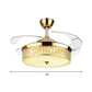 Drum Ceiling Fan Light Modernism Crystal Gold Led Flush Mount Light Fixture with 4 Blades, 36"/42" Wide Clearhalo 'Ceiling Fans with Lights' 'Ceiling Fans' 'Modern Ceiling Fans' 'Modern' Lighting' 271933