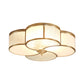 Brass 4 Lights Flush Mount Fixture Colonialism Curved Frosted Glass Clover Ceiling Mounted Light for Living Room Clearhalo 'Ceiling Lights' 'Close To Ceiling Lights' 'Close to ceiling' 'Flush mount' Lighting' 271960