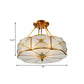 3/4/6 Bulbs Scalloped Ceiling Flush Mount Colonial Brass Seedy Glass Semi Mount Lighting for Bedroom, 14"/18"/23.5" W Clearhalo 'Ceiling Lights' 'Close To Ceiling Lights' 'Close to ceiling' 'Glass shade' 'Glass' 'Semi-flushmount' Lighting' 272109