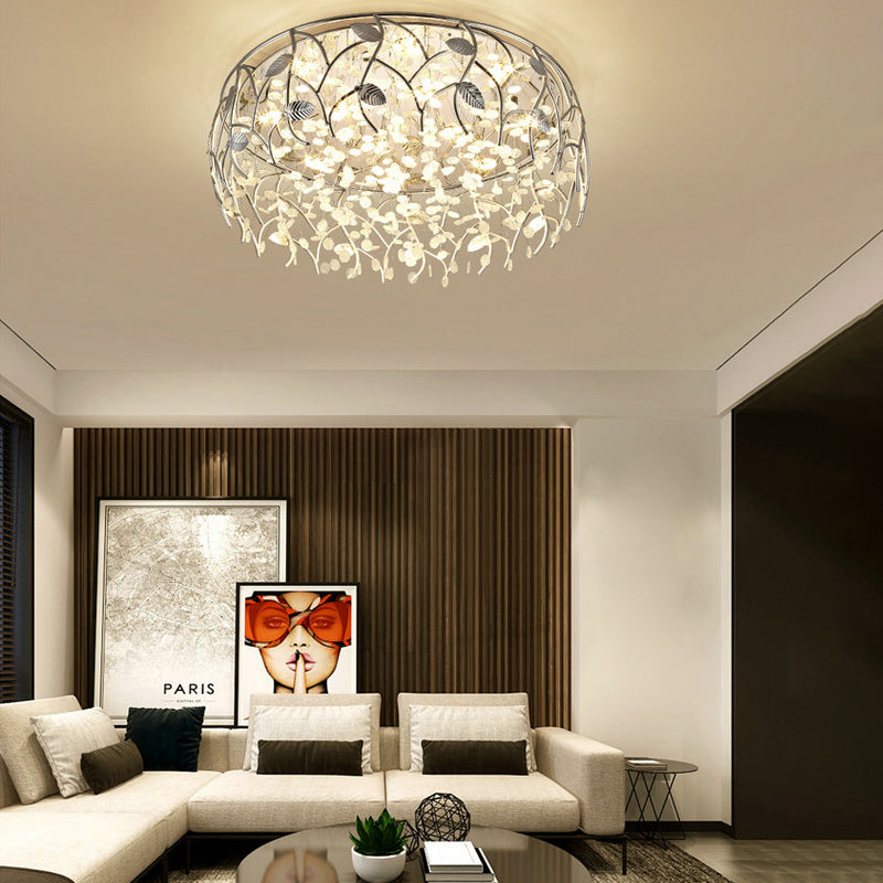 Round Living Room Flush Mount Lamp Crystal LED Contemporary Flush Light Fixture in Chrome Clearhalo 'Ceiling Lights' 'Close To Ceiling Lights' 'Close to ceiling' 'Flush mount' Lighting' 272120