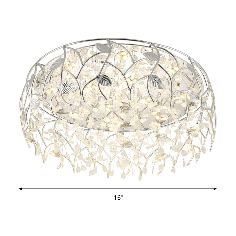 Round Living Room Flush Mount Lamp Crystal LED Contemporary Flush Light Fixture in Chrome Clearhalo 'Ceiling Lights' 'Close To Ceiling Lights' 'Close to ceiling' 'Flush mount' Lighting' 272123