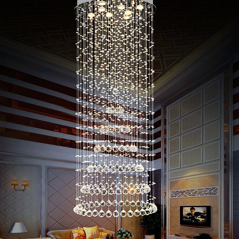 Cylinder Flush Mount Lighting Minimalist Crystal Ball 8 Lights Nickel Close to Ceiling Lamp Clearhalo 'Ceiling Lights' 'Close To Ceiling Lights' 'Close to ceiling' 'Flush mount' Lighting' 272141