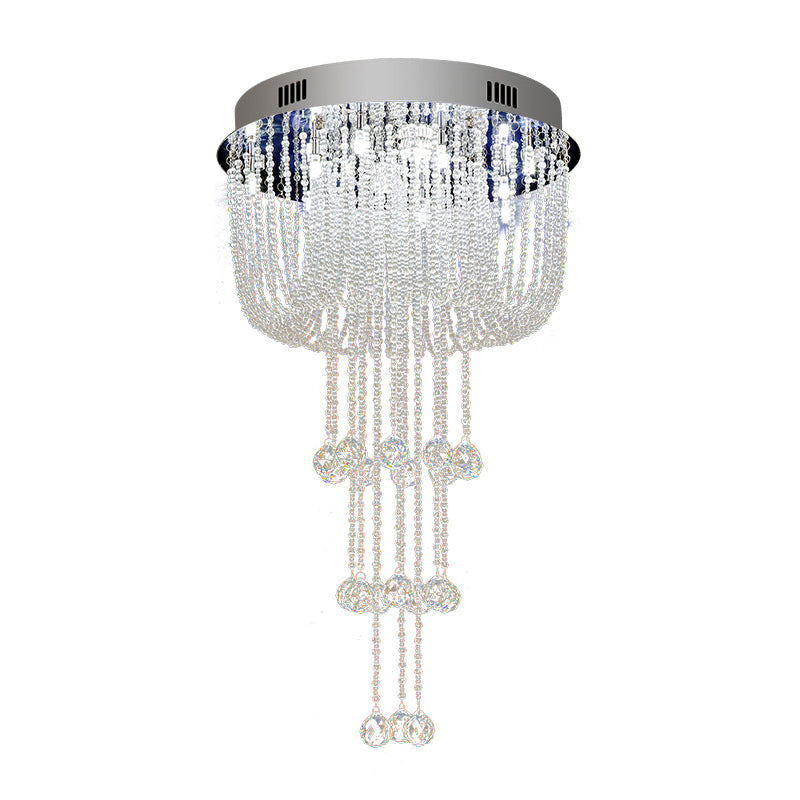 Beaded Living Room Flush Light Fixture Crystal LED Contemporary Flush Mount Ceiling Lighting in Nickel Clearhalo 'Ceiling Lights' 'Close To Ceiling Lights' 'Close to ceiling' 'Flush mount' Lighting' 272150