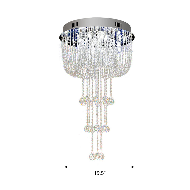 Beaded Living Room Flush Light Fixture Crystal LED Contemporary Flush Mount Ceiling Lighting in Nickel Clearhalo 'Ceiling Lights' 'Close To Ceiling Lights' 'Close to ceiling' 'Flush mount' Lighting' 272151