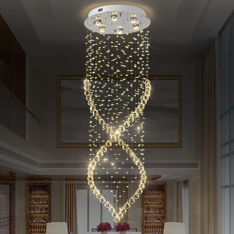 Spiral Crystal Flushmount Lighting Modern Style 6 Lights Nickel Flush Ceiling Light for Corridor Clearhalo 'Ceiling Lights' 'Close To Ceiling Lights' 'Close to ceiling' 'Flush mount' Lighting' 272186