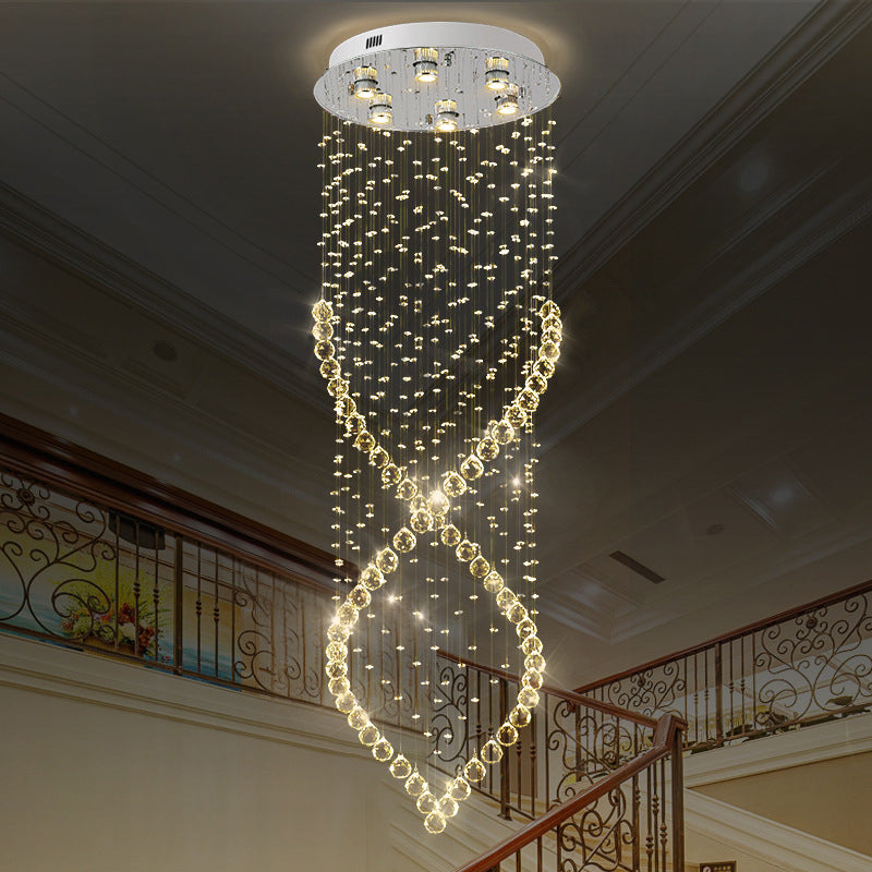 Spiral Crystal Flushmount Lighting Modern Style 6 Lights Nickel Flush Ceiling Light for Corridor Clearhalo 'Ceiling Lights' 'Close To Ceiling Lights' 'Close to ceiling' 'Flush mount' Lighting' 272187