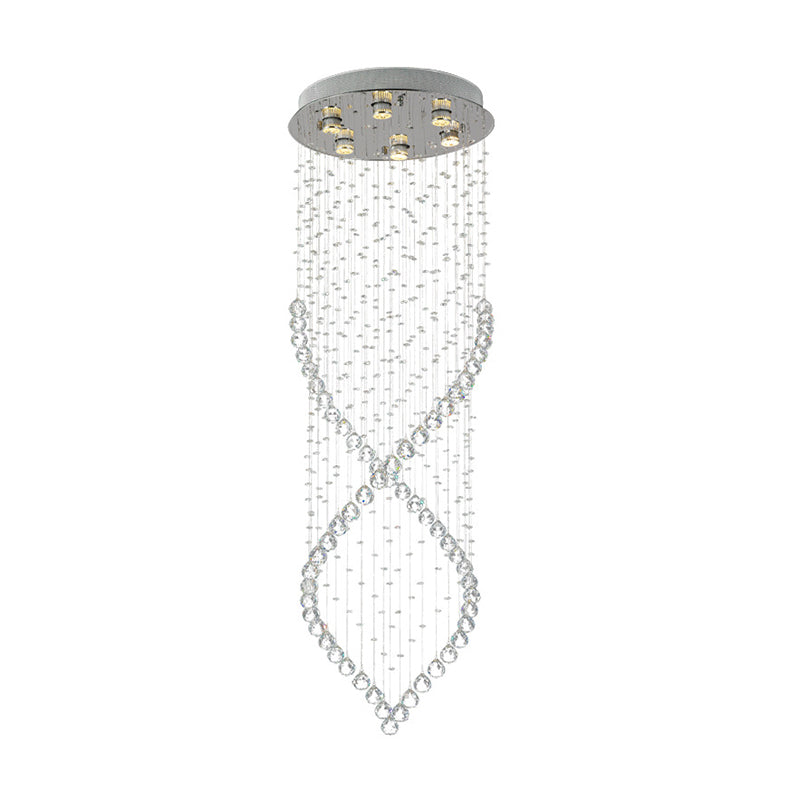Spiral Crystal Flushmount Lighting Modern Style 6 Lights Nickel Flush Ceiling Light for Corridor Clearhalo 'Ceiling Lights' 'Close To Ceiling Lights' 'Close to ceiling' 'Flush mount' Lighting' 272188