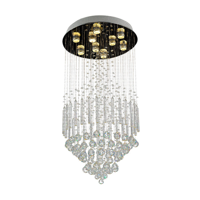 Conical Flush Mount Minimalist Clear Crystal 9 Lights White Flush Light for Living Room Clearhalo 'Ceiling Lights' 'Close To Ceiling Lights' 'Close to ceiling' 'Flush mount' Lighting' 272193