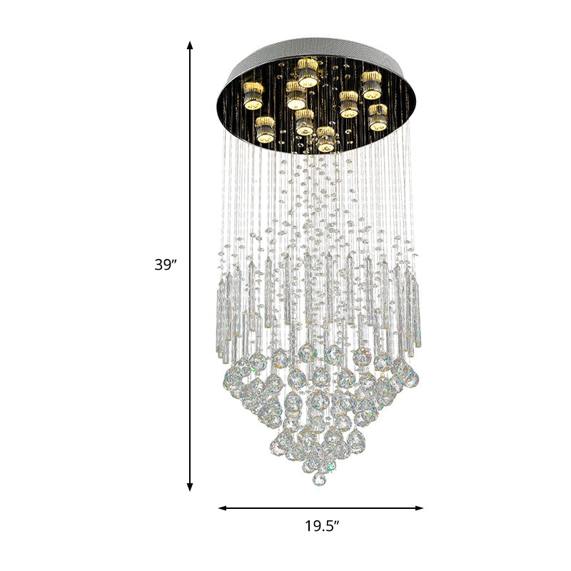 Conical Flush Mount Minimalist Clear Crystal 9 Lights White Flush Light for Living Room Clearhalo 'Ceiling Lights' 'Close To Ceiling Lights' 'Close to ceiling' 'Flush mount' Lighting' 272194