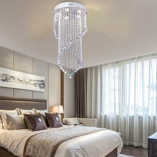 Crystal Ball Spiral Flush Mount Ceiling Fixture Minimalist 5 Lights Nickel Flush Light for Bedroom Clearhalo 'Ceiling Lights' 'Close To Ceiling Lights' 'Close to ceiling' 'Flush mount' Lighting' 272208