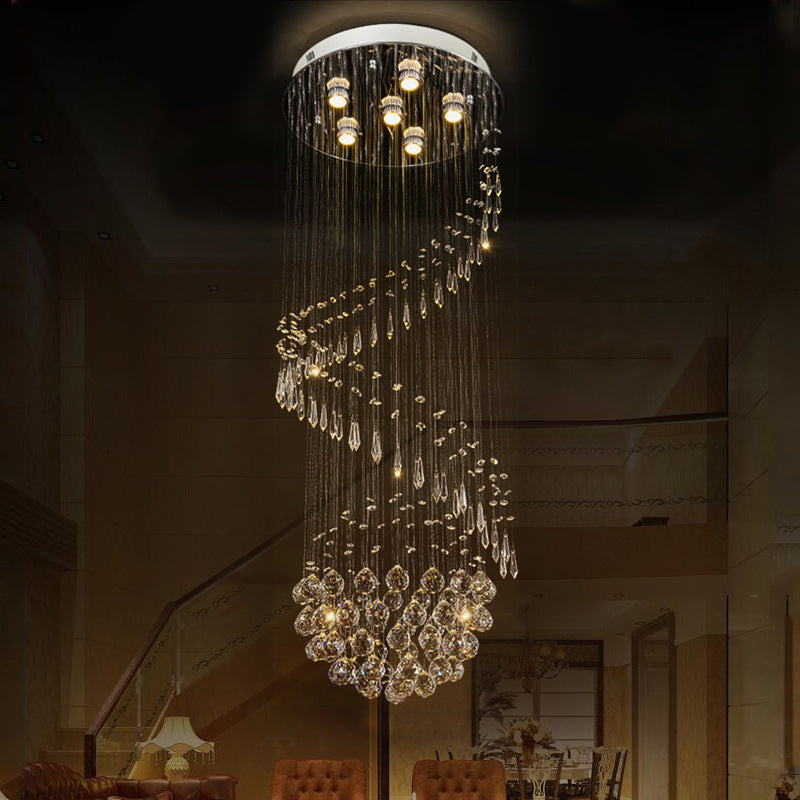 Nickel Spiral Flushmount Lighting Minimalist 6 Lights Crystal Ball Flush Light Fixture Clearhalo 'Ceiling Lights' 'Close To Ceiling Lights' 'Close to ceiling' 'Flush mount' Lighting' 272213