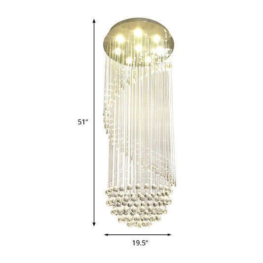 Nickel Spiral Flushmount Lighting Minimalist 6 Lights Crystal Ball Flush Light Fixture Clearhalo 'Ceiling Lights' 'Close To Ceiling Lights' 'Close to ceiling' 'Flush mount' Lighting' 272216