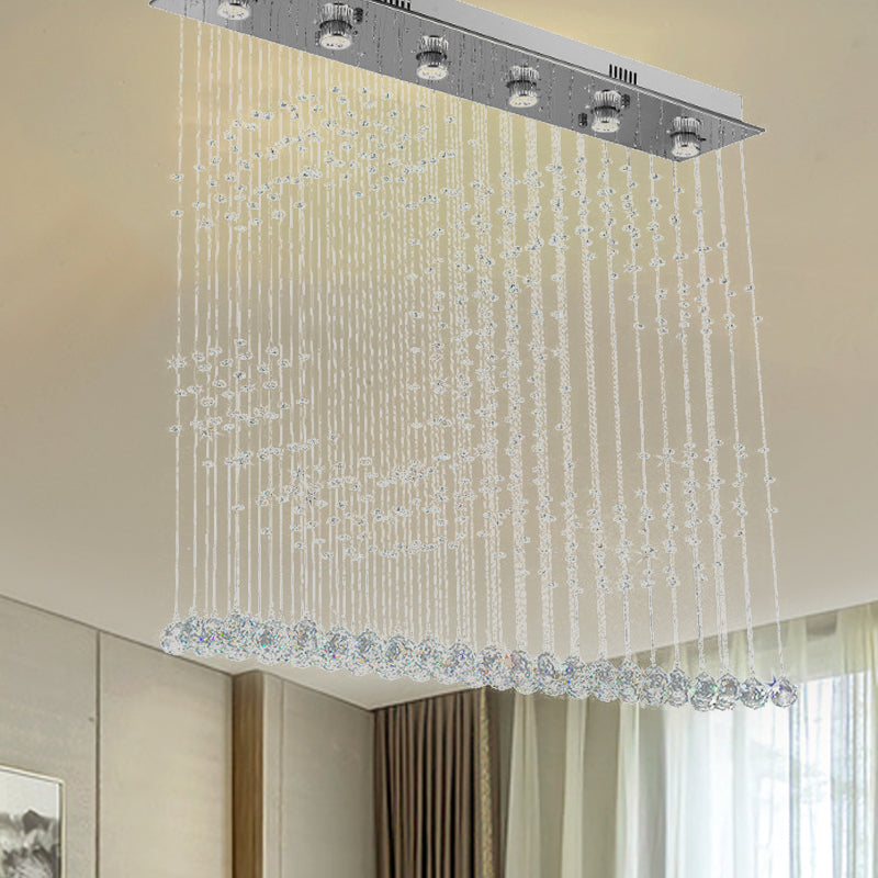 Double C Shaped Crystal Ball Flush Mount Light 6 Lights Nickel Ceiling Lighting for Bedroom Clearhalo 'Ceiling Lights' 'Close To Ceiling Lights' 'Close to ceiling' 'Flush mount' Lighting' 272224