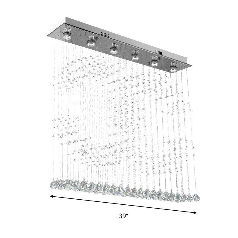 Double C Shaped Crystal Ball Flush Mount Light 6 Lights Nickel Ceiling Lighting for Bedroom Clearhalo 'Ceiling Lights' 'Close To Ceiling Lights' 'Close to ceiling' 'Flush mount' Lighting' 272227