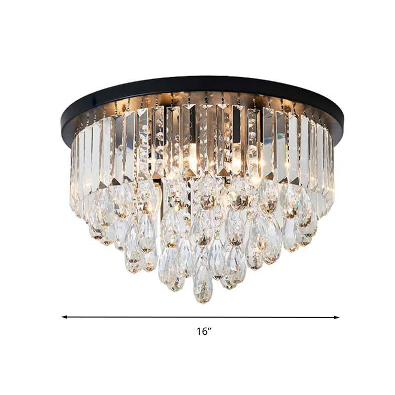 Crystal Cone/Cylinder Flushmount Lighting Contemporary 4 Lights Black Flush Mount Ceiling Light Clearhalo 'Ceiling Lights' 'Close To Ceiling Lights' 'Close to ceiling' 'Flush mount' Lighting' 272255