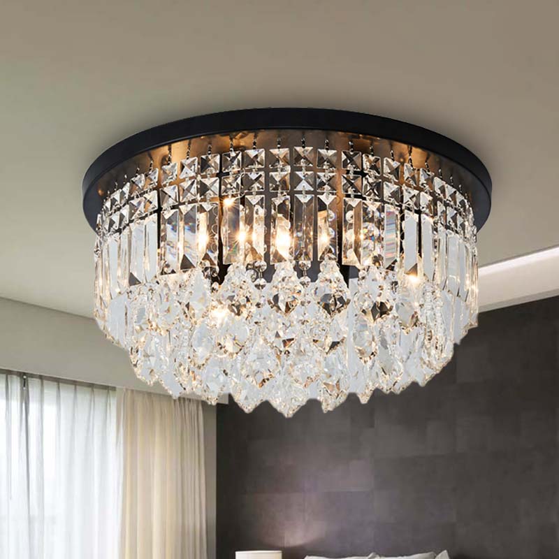 Crystal Cone/Cylinder Flushmount Lighting Contemporary 4 Lights Black Flush Mount Ceiling Light Clearhalo 'Ceiling Lights' 'Close To Ceiling Lights' 'Close to ceiling' 'Flush mount' Lighting' 272258