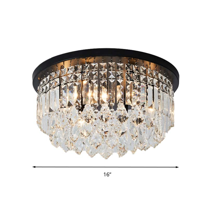 Crystal Cone/Cylinder Flushmount Lighting Contemporary 4 Lights Black Flush Mount Ceiling Light Clearhalo 'Ceiling Lights' 'Close To Ceiling Lights' 'Close to ceiling' 'Flush mount' Lighting' 272261