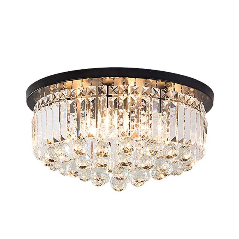 Black Cylinder Flush Mount Minimalist 4 Lights Crystal Ball Ceiling Mounted Fixture Clearhalo 'Ceiling Lights' 'Close To Ceiling Lights' 'Close to ceiling' 'Flush mount' Lighting' 272281