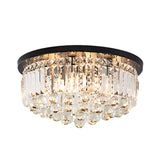 Black Cylinder Flush Mount Minimalist 4 Lights Crystal Ball Ceiling Mounted Fixture - Clearhalo - 'Ceiling Lights' - 'Close To Ceiling Lights' - 'Close to ceiling' - 'Flush mount' - Lighting' - 272281