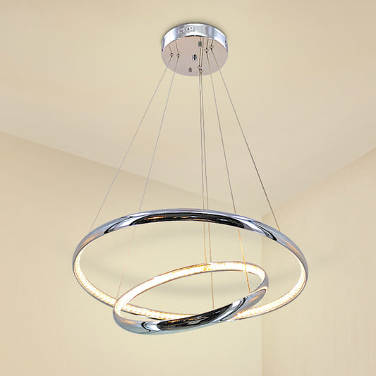 Minimalist Ring Chandelier Lighting Fixture Crystal LED Living Room Pendant Lamp in Chrome, Warm/White Light Clearhalo 'Ceiling Lights' 'Modern Pendants' 'Modern' 'Pendant Lights' 'Pendants' Lighting' 272433