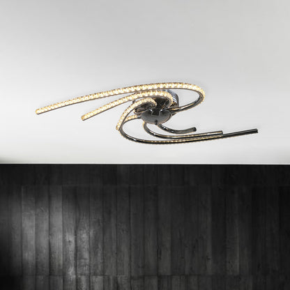 Crystal Twist Flush Light Minimalist 6 Lights Flush Mount Lighting in Chrome, Warm/White Light Chrome Clearhalo 'Ceiling Lights' 'Close To Ceiling Lights' 'Close to ceiling' 'Flush mount' Lighting' 272547