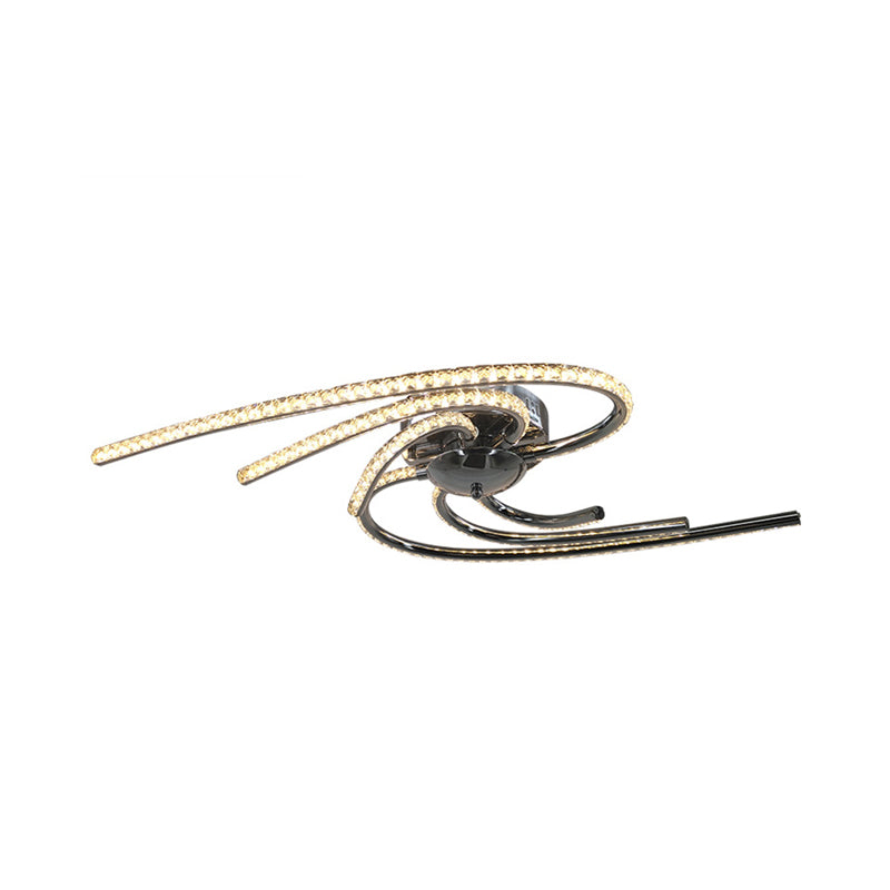 Crystal Twist Flush Light Minimalist 6 Lights Flush Mount Lighting in Chrome, Warm/White Light Clearhalo 'Ceiling Lights' 'Close To Ceiling Lights' 'Close to ceiling' 'Flush mount' Lighting' 272551