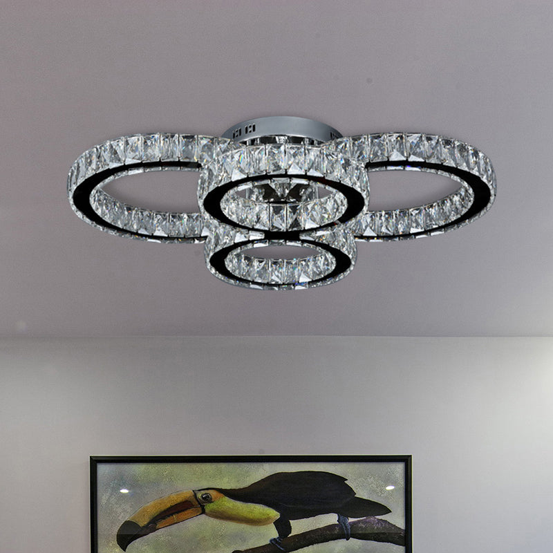 Circle Bedroom Flush Mount Lighting Crystal LED Contemporary Flush Light in Chrome, Warm/White Light Chrome Clearhalo 'Ceiling Lights' 'Close To Ceiling Lights' 'Close to ceiling' 'Flush mount' Lighting' 272561