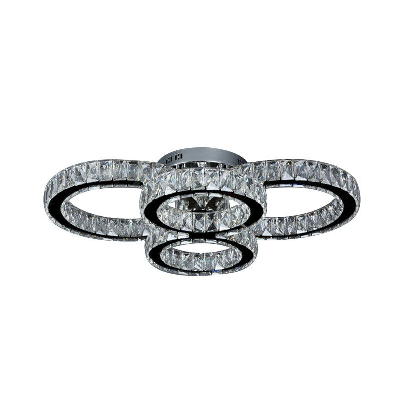 Circle Bedroom Flush Mount Lighting Crystal LED Contemporary Flush Light in Chrome, Warm/White Light Clearhalo 'Ceiling Lights' 'Close To Ceiling Lights' 'Close to ceiling' 'Flush mount' Lighting' 272565