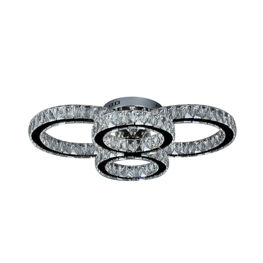 Circle Bedroom Flush Mount Lighting Crystal LED Contemporary Flush Light in Chrome, Warm/White Light Clearhalo 'Ceiling Lights' 'Close To Ceiling Lights' 'Close to ceiling' 'Flush mount' Lighting' 272565