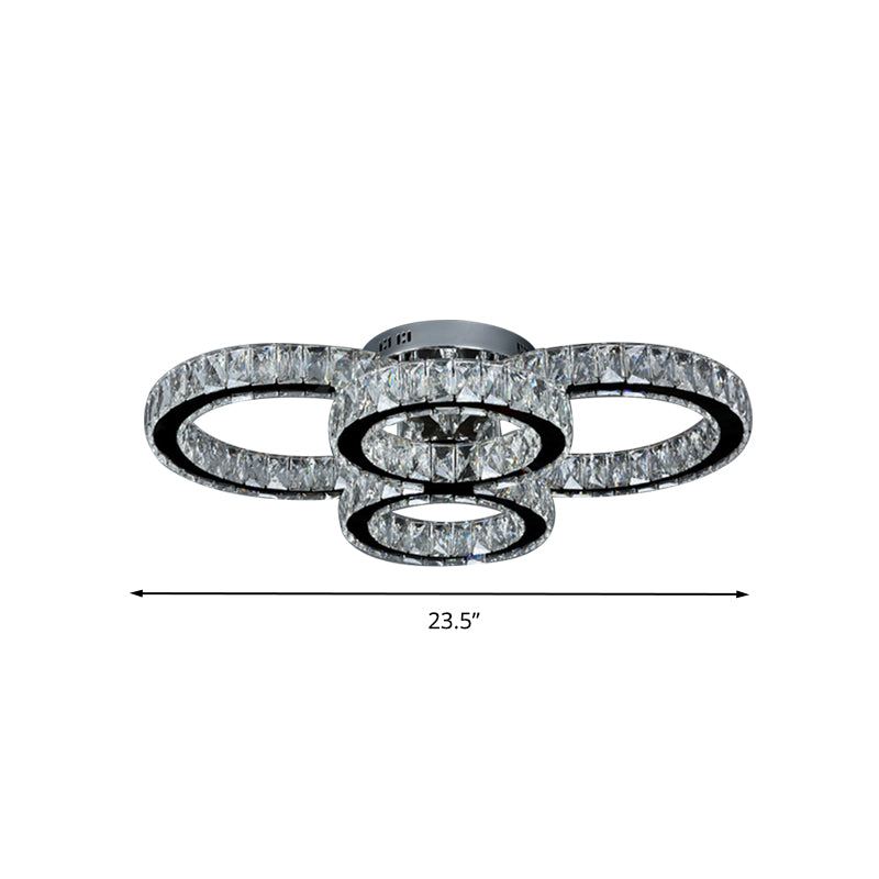 Circle Bedroom Flush Mount Lighting Crystal LED Contemporary Flush Light in Chrome, Warm/White Light Clearhalo 'Ceiling Lights' 'Close To Ceiling Lights' 'Close to ceiling' 'Flush mount' Lighting' 272566