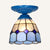 Industrial Vintage Flushmount Ceiling Light Stained Glass 1 Light Flush Mount Ceiling Fixture in White/Blue/Clear Clear Clearhalo 'Ceiling Lights' 'Close To Ceiling Lights' 'Close to ceiling' 'Glass shade' 'Glass' 'Semi-flushmount' 'Tiffany close to ceiling' 'Tiffany' Lighting' 27268