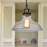 1 Bulb Dining Room Pendant Lighting Vintage Style Clear Ceiling Fixture with Barn Glass Shade Clear Clearhalo 'Art Deco Pendants' 'Cast Iron' 'Ceiling Lights' 'Ceramic' 'Crystal' 'Industrial Pendants' 'Industrial' 'Metal' 'Middle Century Pendants' 'Pendant Lights' 'Pendants' 'Tiffany' Lighting' 272944