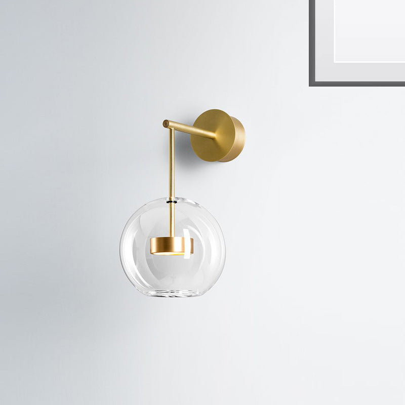 Nordic 1 Light Wall Lamp Gold Ball Sconce Lighting with Clear Glass Shade Gold Clearhalo 'Cast Iron' 'Glass' 'Industrial' 'Modern wall lights' 'Modern' 'Tiffany' 'Traditional wall lights' 'Wall Lamps & Sconces' 'Wall Lights' Lighting' 272989