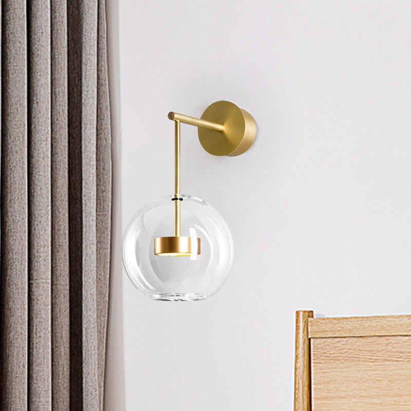 Nordic 1 Light Wall Lamp Gold Ball Sconce Lighting with Clear Glass Shade