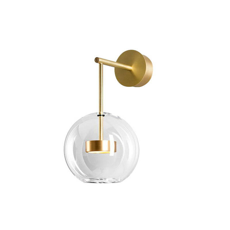 Nordic 1 Light Wall Lamp Gold Ball Sconce Lighting with Clear Glass Shade Clearhalo 'Cast Iron' 'Glass' 'Industrial' 'Modern wall lights' 'Modern' 'Tiffany' 'Traditional wall lights' 'Wall Lamps & Sconces' 'Wall Lights' Lighting' 272993
