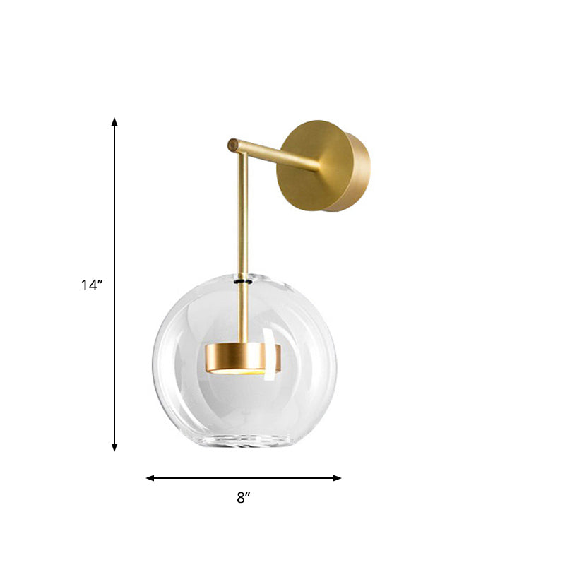 Nordic 1 Light Wall Lamp Gold Ball Sconce Lighting with Clear Glass Shade Clearhalo 'Cast Iron' 'Glass' 'Industrial' 'Modern wall lights' 'Modern' 'Tiffany' 'Traditional wall lights' 'Wall Lamps & Sconces' 'Wall Lights' Lighting' 272994