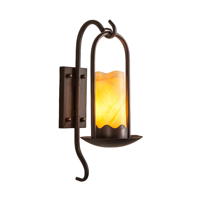 Traditional Style Cylinder Wall Mounted Lamp 1/2-Light Marble Wall Sconce in Black for Foyer Clearhalo 'Wall Lamps & Sconces' 'Wall Lights' Lighting' 273062