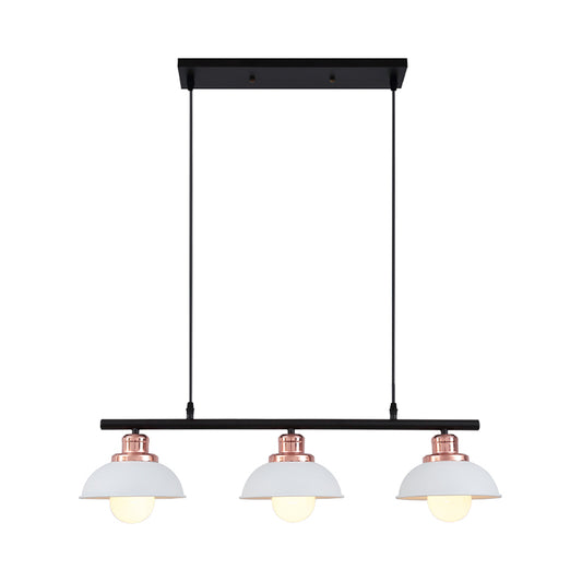 Dome Kitchen Island Light Fixture Metallic 3 Lights Industrial Style Hanging Island Light in Black/White Clearhalo 'Ceiling Lights' 'Island Lights' Lighting' 273137