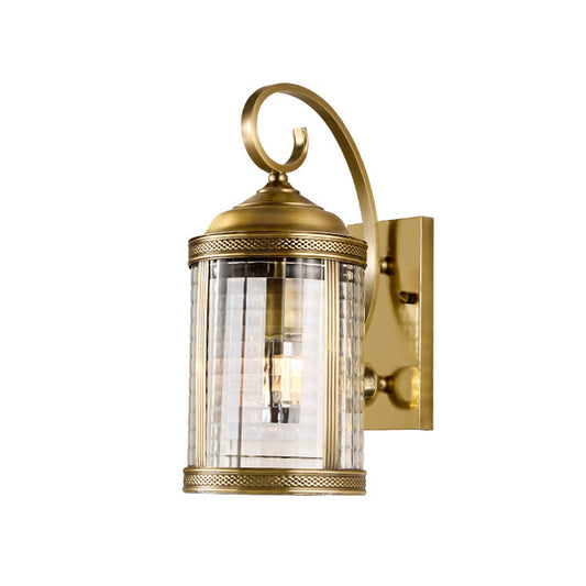 Gold 1 Head Wall Lighting Traditional Metal Birdcage Wall Mounted Light with Clear Glass Shade for Porch Clearhalo 'Wall Lamps & Sconces' 'Wall Lights' Lighting' 273196