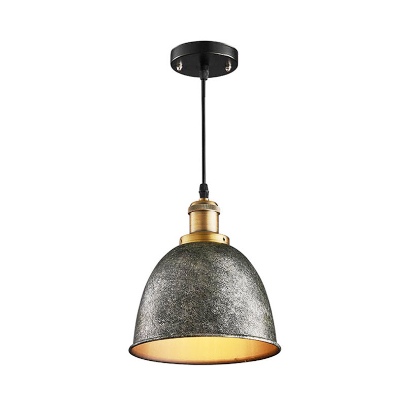 Antique Style Dome Pendant Lamp 1 Light Wrought Iron Hanging Light Fixture with Cord in Black/Rust Clearhalo 'Art Deco Pendants' 'Black' 'Cast Iron' 'Ceiling Lights' 'Ceramic' 'Crystal' 'Industrial Pendants' 'Industrial' 'Metal' 'Middle Century Pendants' 'Pendant Lights' 'Pendants' 'Rustic Pendants' 'Tiffany' Lighting' 2732