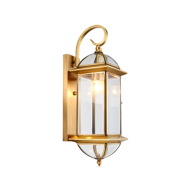 1 Bulb Metal Wall Sconce Traditional Gold Curved Arm Living Room Wall Light Fixture Clearhalo 'Wall Lamps & Sconces' 'Wall Lights' Lighting' 273265