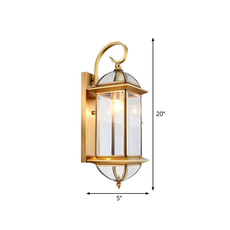 1 Bulb Metal Wall Sconce Traditional Gold Curved Arm Living Room Wall Light Fixture Clearhalo 'Wall Lamps & Sconces' 'Wall Lights' Lighting' 273266
