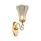 Floral Living Room Wall Lamp Traditional Metal 1 Head Brass Wall Mounted Light with White Bevel Glass Shade Clearhalo 'Wall Lamps & Sconces' 'Wall Lights' Lighting' 273395