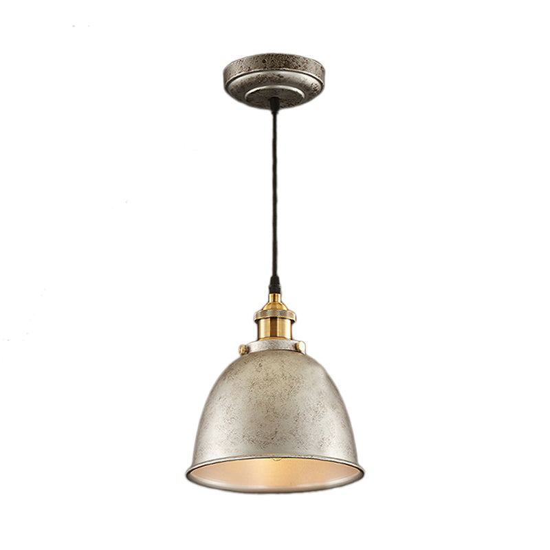 Antique Style Dome Pendant Lamp 1 Light Wrought Iron Hanging Light Fixture with Cord in Black/Rust Clearhalo 'Art Deco Pendants' 'Black' 'Cast Iron' 'Ceiling Lights' 'Ceramic' 'Crystal' 'Industrial Pendants' 'Industrial' 'Metal' 'Middle Century Pendants' 'Pendant Lights' 'Pendants' 'Rustic Pendants' 'Tiffany' Lighting' 2734