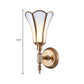 Brass 1-Light Wall Light Sconce Traditional Metal Flower Wall Mounted Lamp with Milk Bevel Glass Shade Clearhalo 'Wall Lamps & Sconces' 'Wall Lights' Lighting' 273421