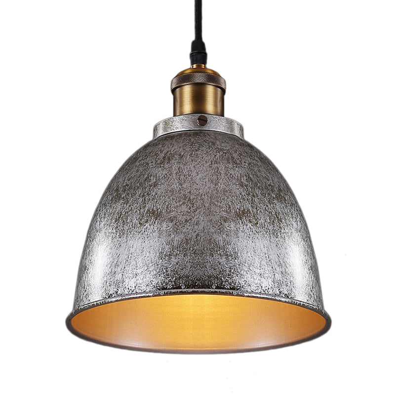 Antique Style Dome Pendant Lamp 1 Light Wrought Iron Hanging Light Fixture with Cord in Black/Rust Clearhalo 'Art Deco Pendants' 'Black' 'Cast Iron' 'Ceiling Lights' 'Ceramic' 'Crystal' 'Industrial Pendants' 'Industrial' 'Metal' 'Middle Century Pendants' 'Pendant Lights' 'Pendants' 'Rustic Pendants' 'Tiffany' Lighting' 2735