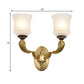Lodge Style Bell Wall Lighting 1/2-Light Opal Glass Wall Sconce Fixture in Brass for Living Room Clearhalo 'Wall Lamps & Sconces' 'Wall Lights' Lighting' 273514