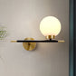 Left/Right Sphere Wall Sconce Post-Modern White Glass 1/2 Bulbs Brass Finish Wall Light Fixture Clearhalo 'Cast Iron' 'Glass' 'Industrial' 'Modern wall lights' 'Modern' 'Tiffany' 'Traditional wall lights' 'Wall Lamps & Sconces' 'Wall Lights' Lighting' 273741