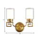 Cylinder Double Glass Wall Sconce Lamp Modernism Style 2 Lights Corridor Wall Light in Brass Clearhalo 'Wall Lamps & Sconces' 'Wall Lights' Lighting' 273825