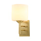 Brass Finish 1 Bulb Sconce Light Fixture Modernist Style Cream Glass Drum Wall Lighting for Living Room Clearhalo 'Wall Lamps & Sconces' 'Wall Lights' Lighting' 273940